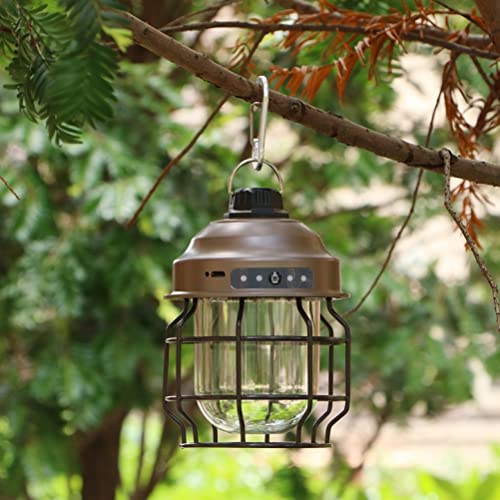 Lanterne de camping rechargeable vintage lumiere portative marron exterieur