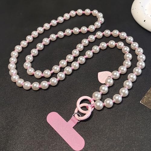 Long crossbody imitation pearl anti loss phone lanyard