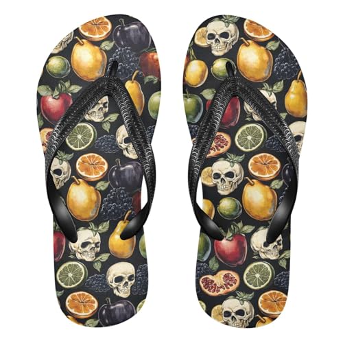 Fruits Skulls Flip Flop Sandal for Women Men, Casual Beach Slippers Indoor Outdoor XS