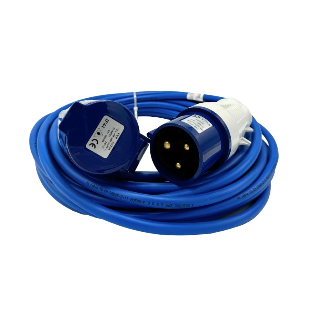 Heavy Duty Electric Hook Up Cable 240V 32 Amp Extension Lead 14m Made in UK with 2.5mm Power Cable Extension For Home, Garden, Garage, Workshop, Outdoor Events and Multi Purposes