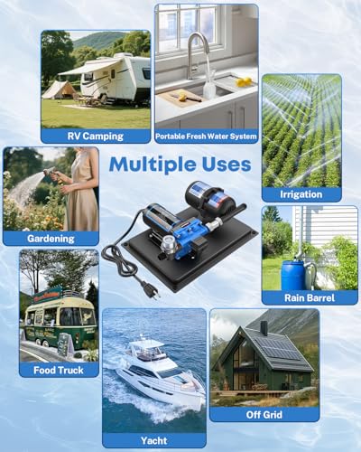 Image of Kohree RV Water Pump 110V AC 5.5GPM 55PSI and 0.75L 125PSI Pre-Pressurized Accumulator Tank, Quiet Water Transfer Pump and Accumulator Tank System for Home Use, RV, Boat, Kitchen, Bathroom, Irrigation