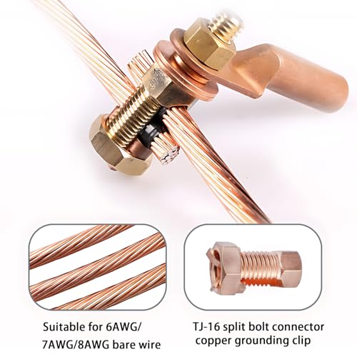 split bolt connector high strength copper grounding clamps for completing ground bonding to bare wires tj-16 6 pcs