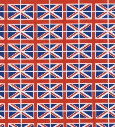 Cotton Jubilee Digital Print Fabric Material Union Jacks ON RED, 10Mtr 145cm x 1000cm
