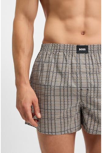 BOSS CW Peach Cotton-Poplin Pyjama Shorts with Logos for Men 2-Pieces, 2X-Large, 004 Black