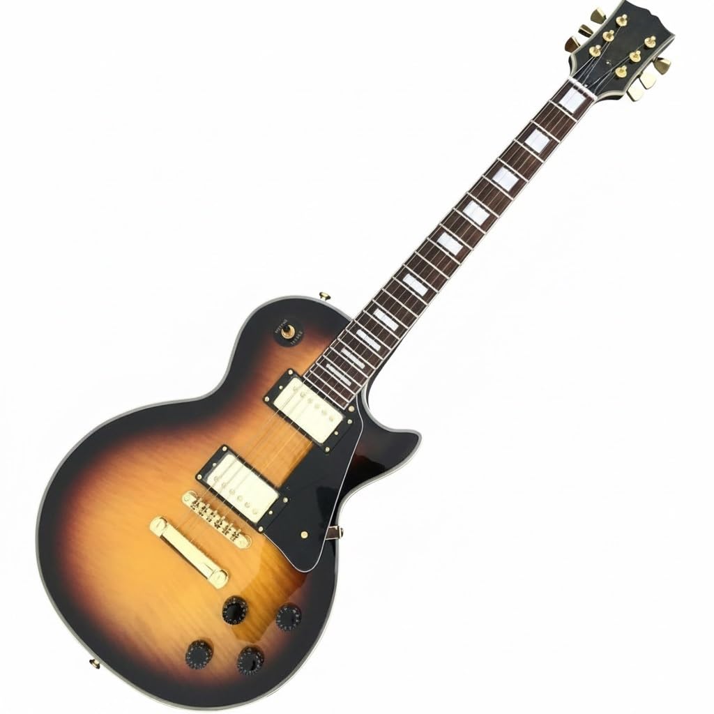 Gitara elektryczna Single Cut, korpus z litego mahoniu, podstrunnica palisandru, Sunburst Gold