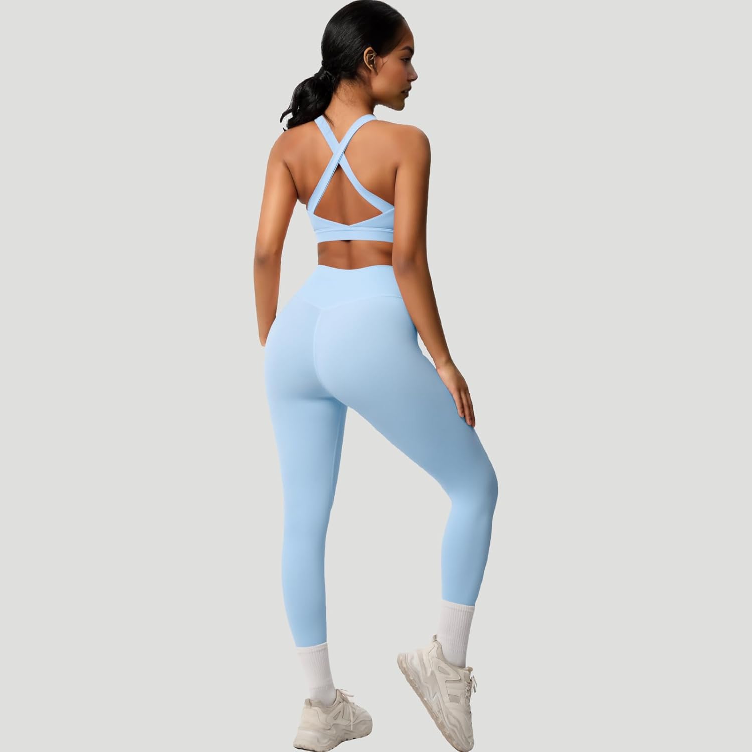 3 Piece Women’s Workout Set – Zip-Up Jacket, Sports Bra & High-Waist Leggings – Stretchy Breathable Yoga Outfit - Image 6