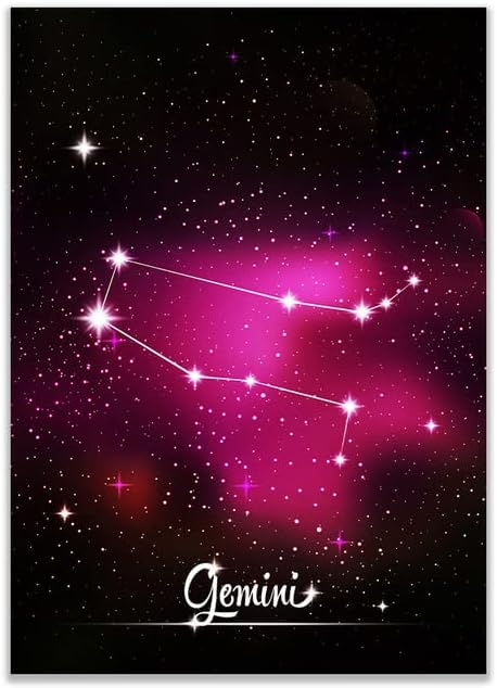 Diamond Art Painting Zodiac Gemini Star Signs Full Round Drill Embroidery Craft Art Kit Decoration Sets Mosaic Cross Stitch Kit DIY Paint of Rhinestones Diamond for Home Wall Decor 12x16Inch