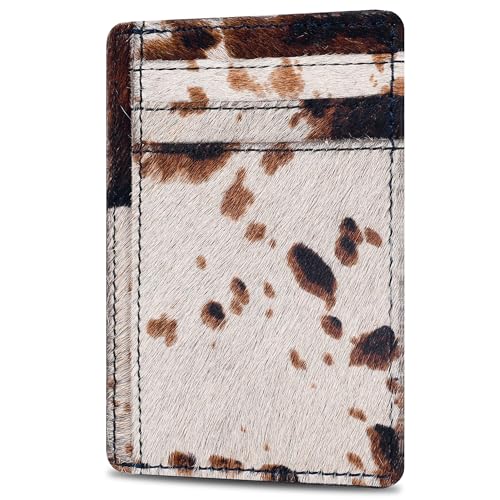 Image of Oak Leathers Leather Slim Minimalist Wallet for Men & Women RFID Front Pocket Leather Card Holder Wallets (Cow Jersey)