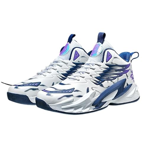 Bolognifi Botas de basquete antiderrapantes com sola de borracha de cano alto masculino para treinam