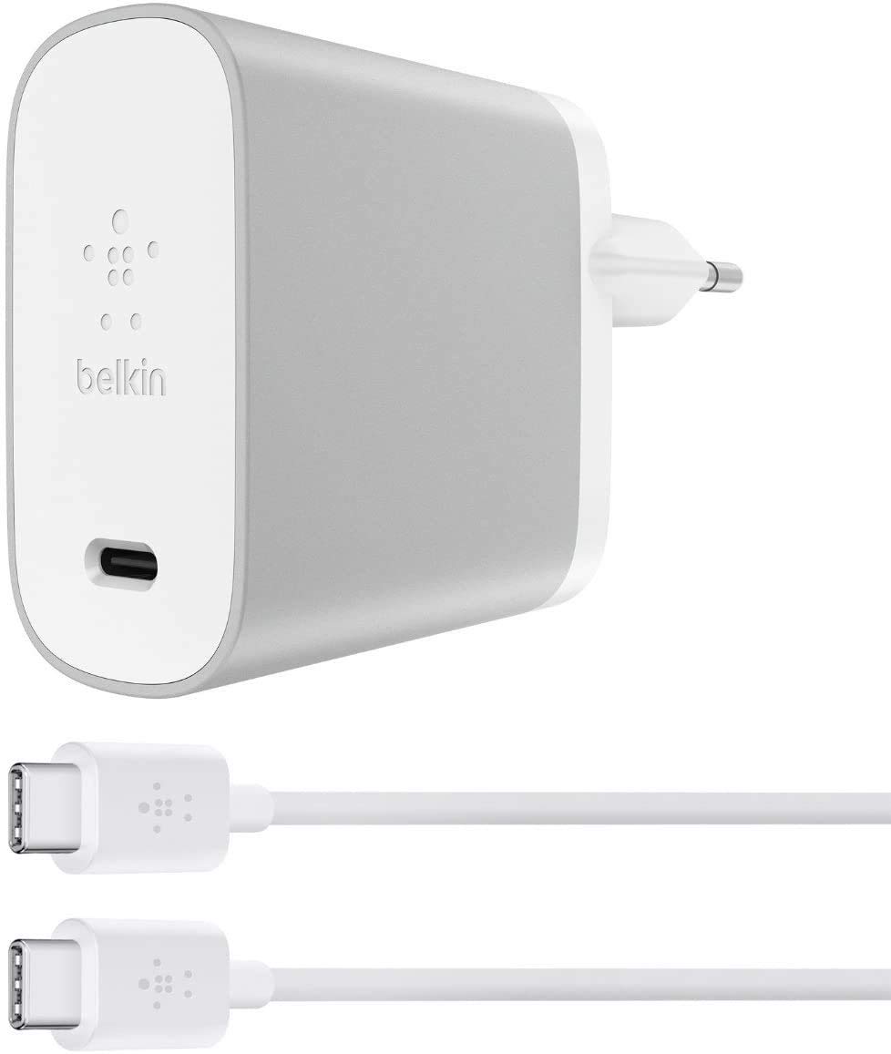 Belkin Caricatore da Casa Universale da 45 W/USB-C, Cavo da USB-C a USB-C da 1.8 m Incluso, Ricarica Standard Compatibile con Google Pixel 2/2L, Samsung Galaxy S8/S8+/S9/S9+/Note 9 e iPad Pro