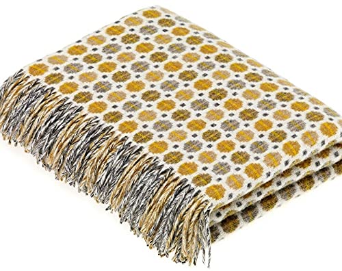 Bronte Moon Milan Gold Blanket Soft Pure Lambswool Throw Wool, Standard