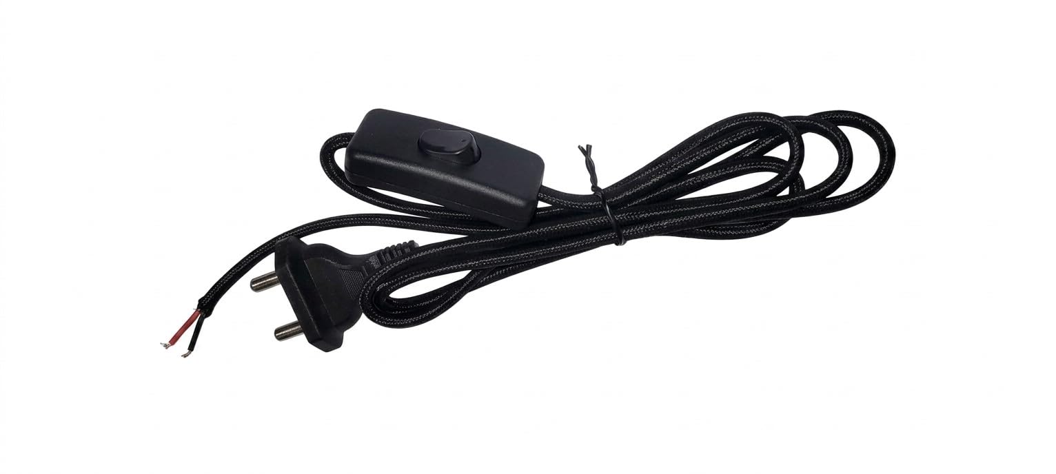 2 Pin Wire Table Lamp Cord with Inline Switch | Braided Cable, EU Plug-image-49