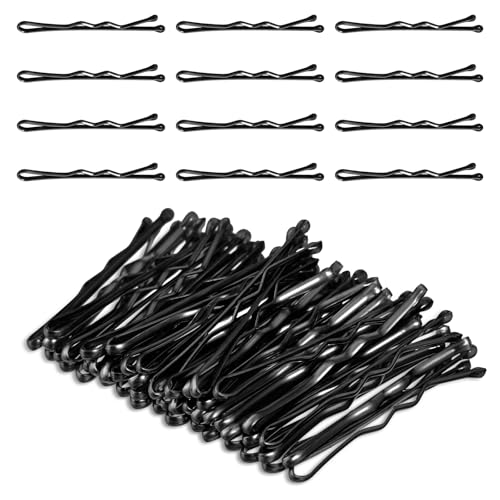DOPENSPI 50Count Mini Bobby Pins 1.38 Inch Small Hair Bobby Pins Wavy Hair Pin Metal Brown HairPin HairAccessories for Women All HairTypes(Black)