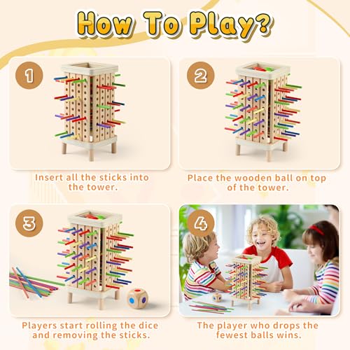 Montessori Game Wooden Board Game, Multiplayer for Kids 4-8, Math Educational, Fine Motor Skill Toy for Girls Boys, Classic Fun Games for Age 3 4 5 6 7 8 Girls Boys Gifts (Regular)