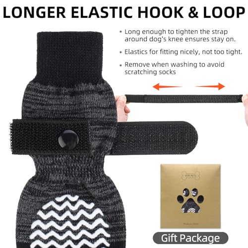 Pupteck 24DSK02_GRY_S Anti Slip Dog Socks 2 Pairs With Double Grippers For Hardwood Floors, Shoes For Hot/Cold Pavement, Boots & Paws Protectors To Prevent Licking thumb #4
