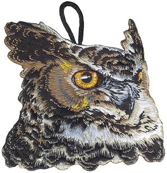 Realistic Wood Badge Owl Critter Head Embroidered Patch - ClassB