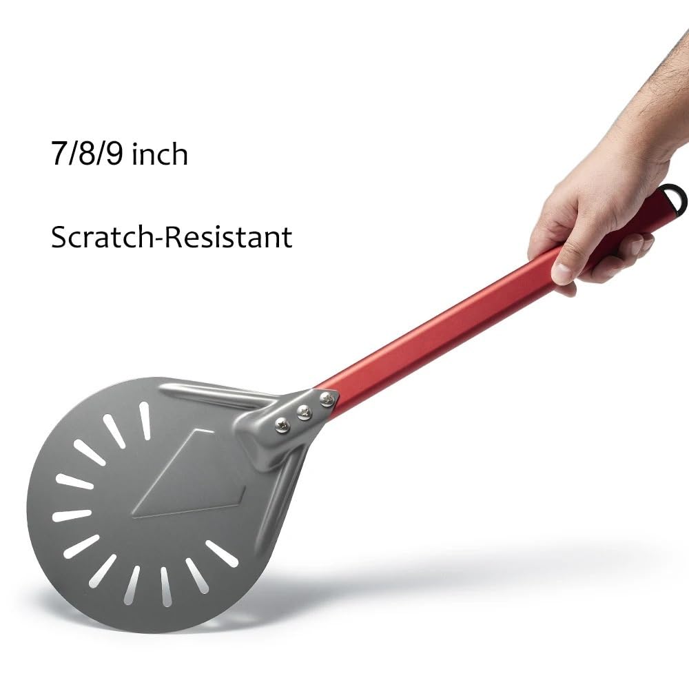 Zestaw łopat do pizzy, perforowana aluminiowa łopatka do pizzy, prostokątna łopata do pizzy z 20 cm szczotką do pieczenia i obracania pizzy, niezbędne narzędzie kuchenne dla miłośników pizzy