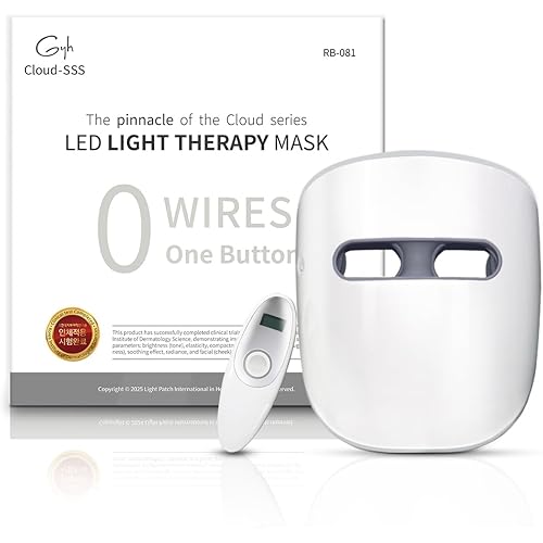 GYH LED Face Mask Light Therapy, Red Light Therapy for Face, Wireless High Dose Green, Blue, Infrared Light Therapy Mask for Skin Care & Anti-wrinkles, Cloud-SSS