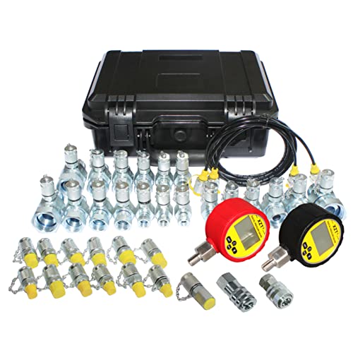 Image of XZT 70U Hydraulic Pressure Test Coupling Kit,Pressure gauges Set,Test Hose,BSPP ORFS JIC Hydraulic Swivel Run tees for Repair Excavator Construction Machinery