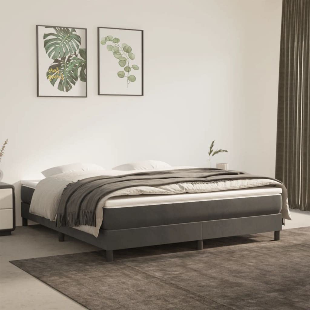 vidaXL Estructura de Cama con somier Terciopelo Gris Oscuro 160x200cm