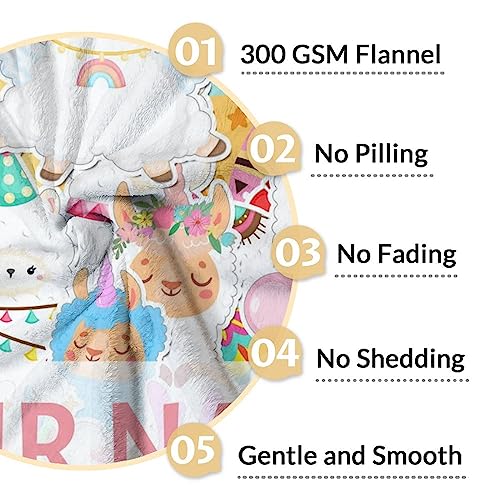 Blanket for Girl Boy - 40x50 Inches Cute Llama Throw Gifts - Personalized Colorful Soft Fuzzy Blankets for Bed, Couch & Living Room