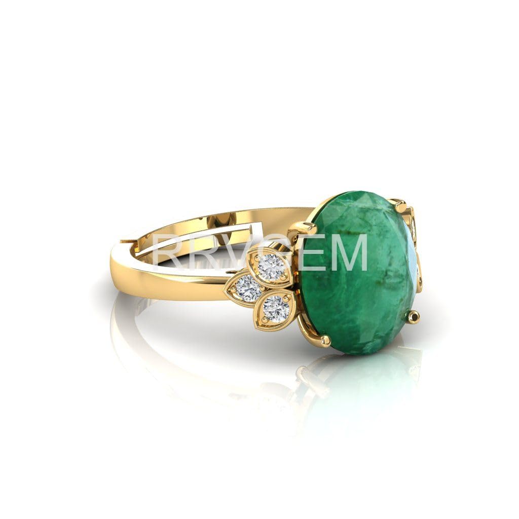 RRVGEMNatural Emerald RING 11.25 Ratti / 11.00 Carat Certified Handcrafted Finger Ring With Beautifull Stone Panna RING Gold Plated for Men and Women LAB - CERTIFIED, GOLD PLATED, Emerald