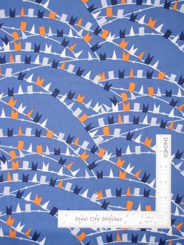 FlashPhoenix Quality Sewing Fabric –Nautical Regatta Flag Boat Banners Blue Fabric Cabana 20 x 44 Inch