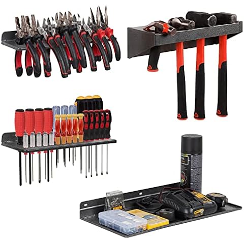 AHOWPD Screwdriver Organizer, Metal Plier Organizer Hammer Rack Screwdriver Holder Hand Tool Organizer and Storage Rack Wall Mount for Garage Workshop Workbench - 4 Pack Cover