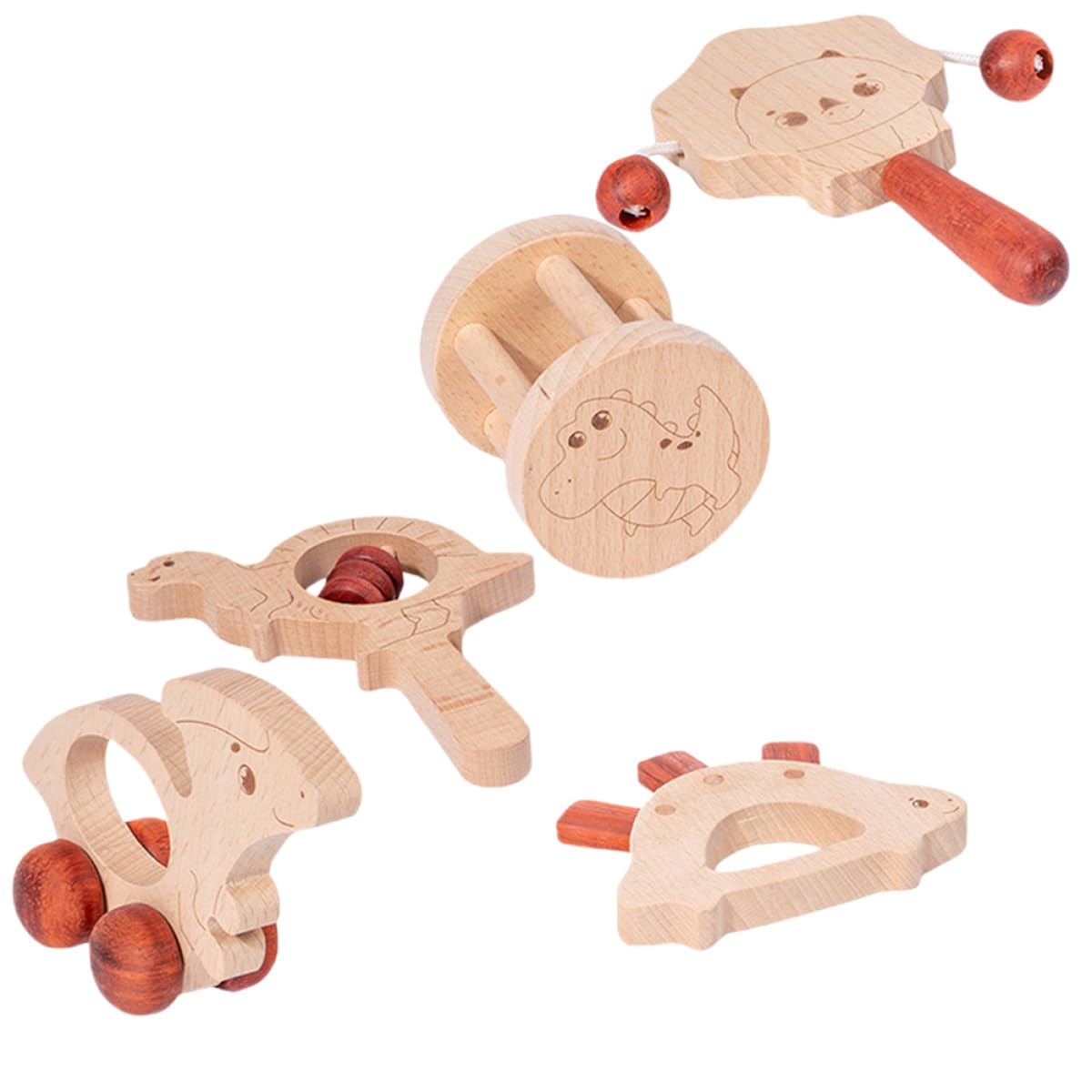 Sonaglio a Mano in Legno 5 Pezzi per Ragazzo Ragazza Beige | Gioco Musicale Leggero, per Party dei Ragazzo Ragazza, Allenamento della Presa