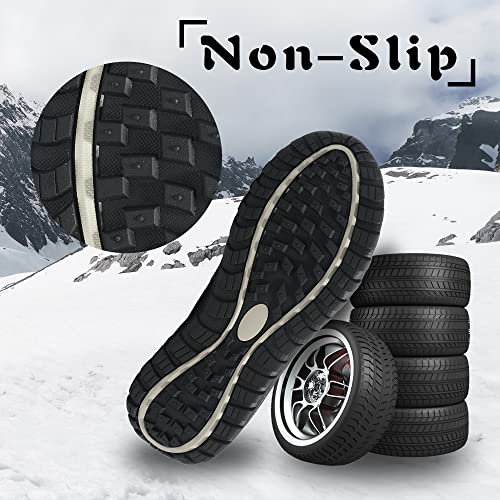 Cozhloyn Men's Snow Boots Plus Fleece Warm Non-Slip Waterproof Outdoor Winter Ski Insulated High-Top Hiking Boots Black,9 #TOP3