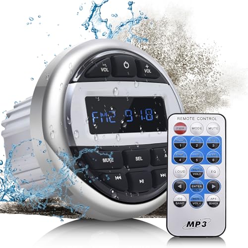 Image of Geloo Marine Stereo Receiver Boat Stereo Radio System-Digital Media MP3 Player, Waterproof Boat Audio Receiver, Wireless Connection, USB, AM /FM Radio Receiver for Motorcycle Boat Golf Cart Truck