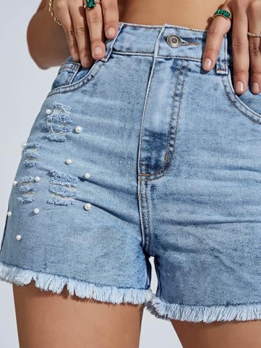 Image of Miss Chase Women's Regular High Rise Above Knee Stretchable Denim Shorts