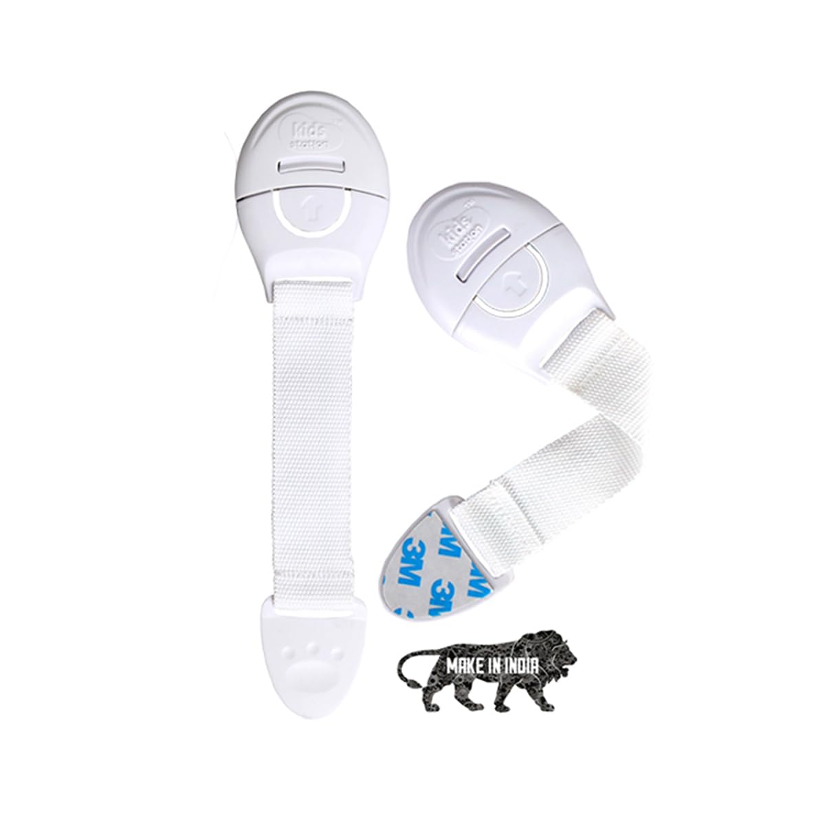 Kids Station Made in India Furniture Safety Locks for Kids, Child Safety Locks for Drawer, Cabinet, Cupboard, Baby Proofing Product, Strong Adhesive Safety Lock (White, Pack of 2)-image-24