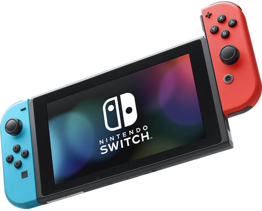 Nintendo Switch with Neon Blue and Neon Red Joy‑Con