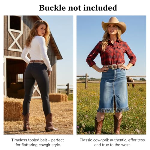 Image of F&L CLASSIC Western Belt without buckle for men - Full Grain Leather Cowboy Belts for jeans - One Piece Leather strap belt