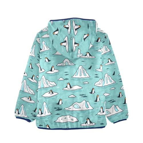 Cute Penguins Girls Fleece Jacket Girls Fall Jacket Boys Coats Zip Up Hoodie Children Sherpa Warm Outerwear 2-10T2