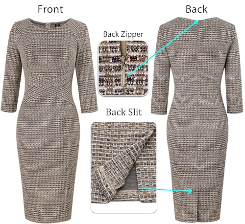 Image of VFSHOW Womens Slim Zipper Up Work Business Office Party Bodycon Pencil Sheath Dress