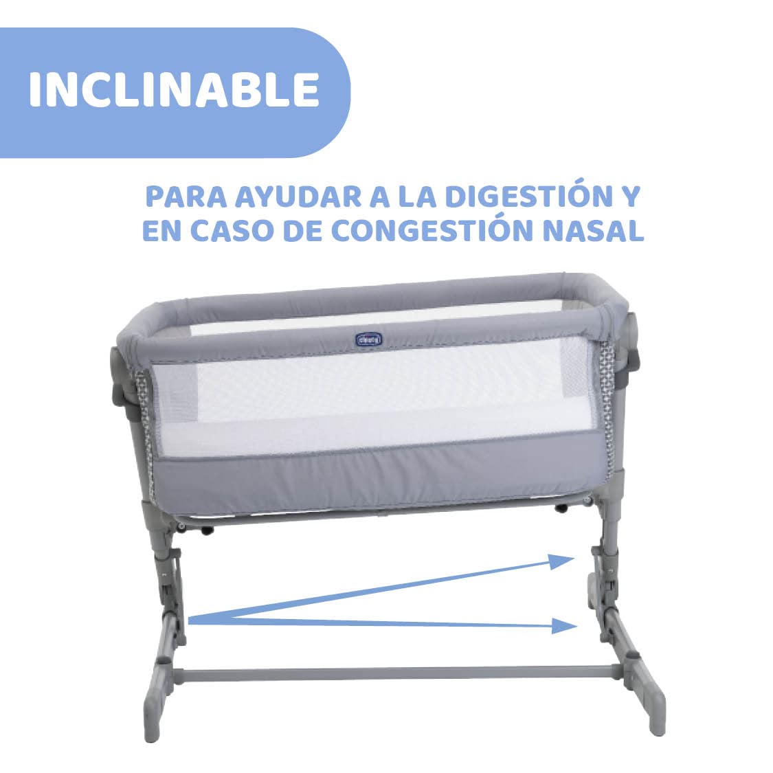 Chicco Next2Me Go, Cuna Colecho Bebé, Compatible con Varias Camas, Altura Ajustable, Buena Circulación de Aire, Cuna de Viaje, Gris Claro
