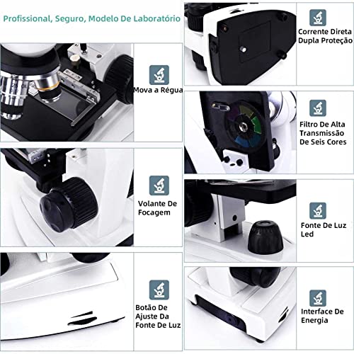 40x-6000x/10000x/20000x MicroscóPio Composto Binocular Com Ocular EletrôNica + 30 EspéCimes/Saco De