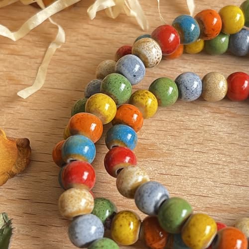 Native American Bracelet for Women Cute Colorful Ceramic Wrap Bracelet 3 Row Wide Layered Stackable Beaded Stretch Bracelet Vintage Native Jewelry Bohemian Hippie Sweater Necklace for Ladies3