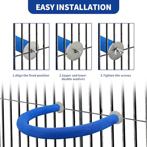 Image of 2 Pcs U Shape Parrot Perch, Rough-Surfaced Sands Parrot Perch, Blue Large Bird Perches for Parrots Cage