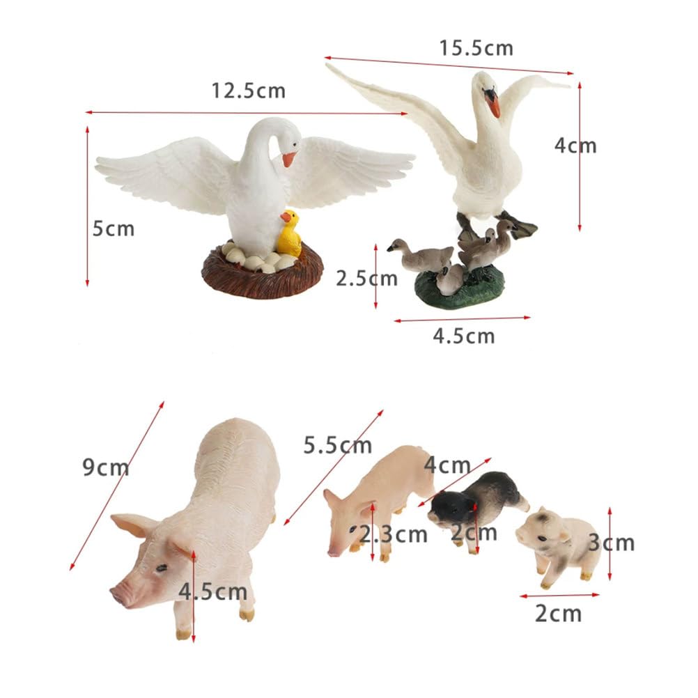 Montessori Bauernhoftier-Familienfiguren-Set, realistische Plastik-Tiermodelle mit Babys, pädagogisches Spielzeug 10 Sets (32 Stück)