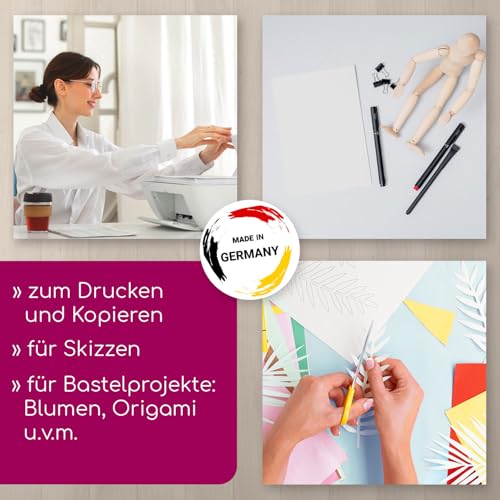 500 Blatt blanko 80 g/m² Papier in weiß I DIN A6 I Kopierpapier Druckerpapier Universalpapier I geeignet für alle gängigen Laser- und Tintenstrahldrucker I zum Drucken Basteln Skizzieren I dv1310