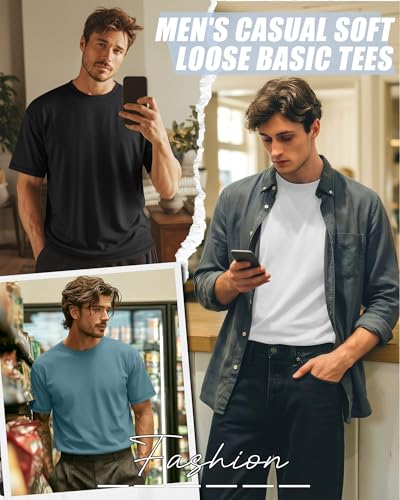 Image of Neer 3 Pack Big and Tall T-Shirts for Men L-7xl Tops | Large Casual Stretch Workout Tees, Short Sleeve Crewneck Oversized Shirts, Classic Summer Outfits, Comfy Basic Loose Clothes