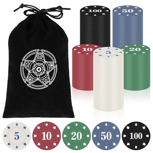 Zocipro 110Pcs Fichas Poker, Poker Chips de Plástico con Valores Nominales, Fichas de Casino para...