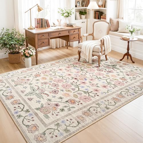Tapete decorativo floral lavable 5x7 suave y antideslizante miniatura 4