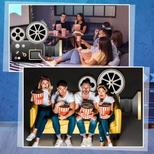 Image of DoubleFill 4 ft Movie Night Party Decorations Red Carpet Movie Camera Cardboard Cutout Stand up Premiere Party Decorations Red Carpet Photo Prop Backdrop for Prom Night Theme Decor