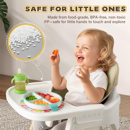 PlayPals 3-in-1 Baby High Chair, Solid Wood Highchair with 5 Point Harness and Food-Grade Tray, 5-Level Adjustable Footrest, Dining High Chair for Months Infants, Toddlers & Kids, Khaki - Image 5