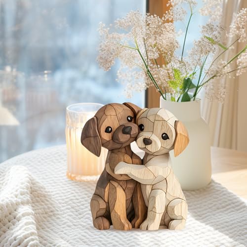 Rbleote Hunde Holz Deko 2D-Flache Schreibtischdekoration Gemütliche Deko Hund Für Büro Schreibtisch Bücherregal Badezimmer Wohnzimmerdeko Für Hundeliebhaber
