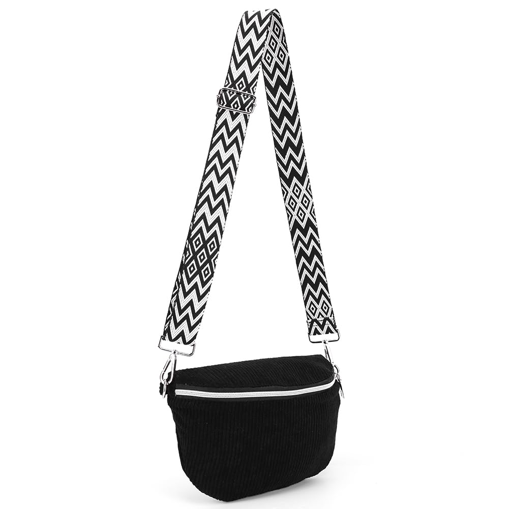 Sac banane en velours côtelé avec sangle réglable, sac de poitrine pour homme et femme